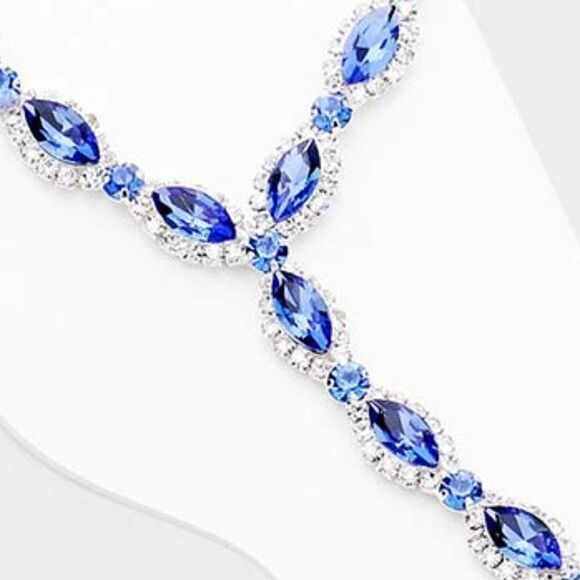 Anklet Blue Marquise Rhinestone Silver Toe Ring - Picture 3 of 6